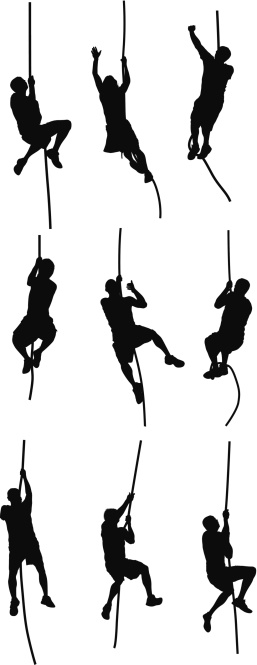 People climbing a rope
