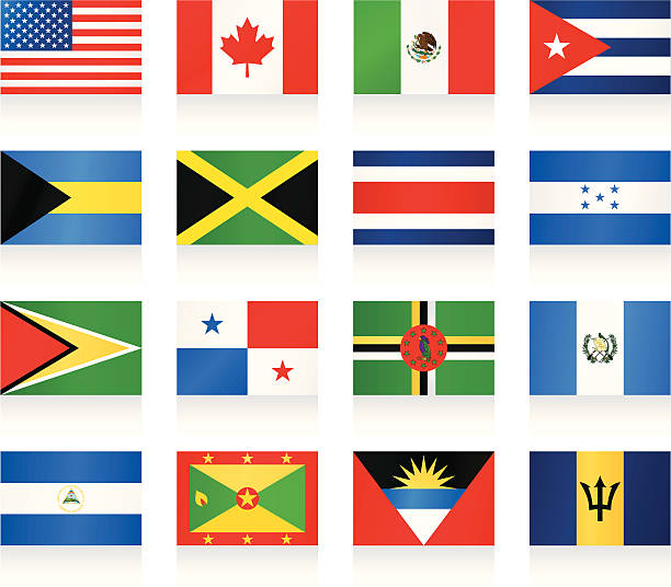 Flags collection - North and Central America North and Central America Flags Collection panamanian flag stock illustrations