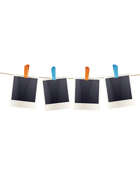 Vector illustration of Polaroid Frames On a Clothesline