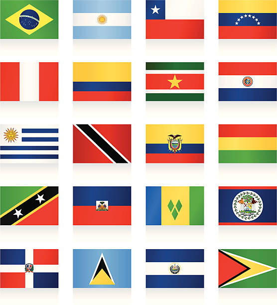 Flags collection - South and Central America South and Central America Flags Collection flag of saint vincent and the grenadines stock illustrations