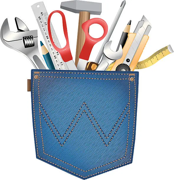 Vector illustration of Back Pocket with Tools