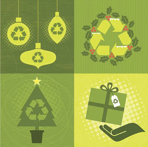 Vector illustration of Green Christmas Elements