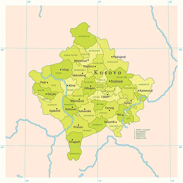 Vector illustration of Kosovo Vector Map