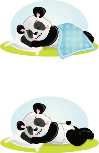 Vector illustration of Baby Panda Sleeping Boy