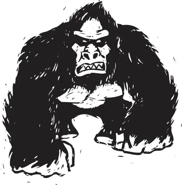 Vector illustration of sketchy gorilla