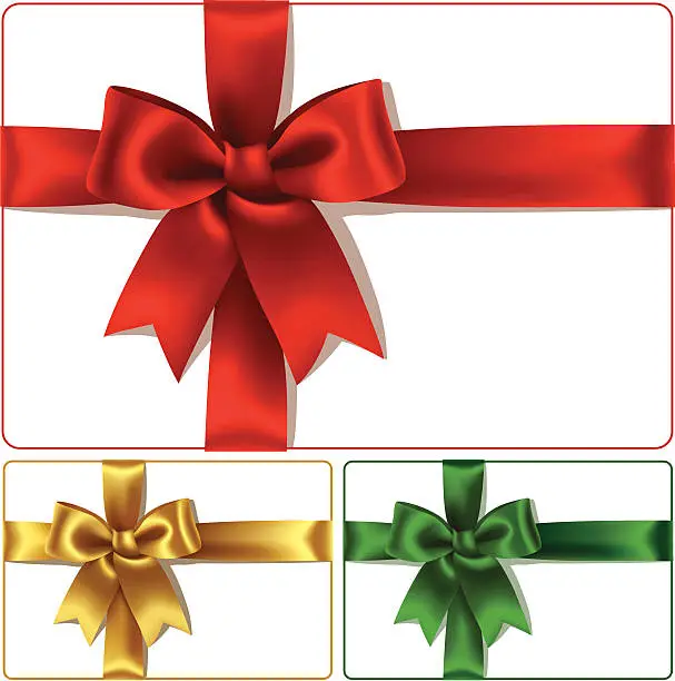 Vector illustration of Red Golden and Green Bows