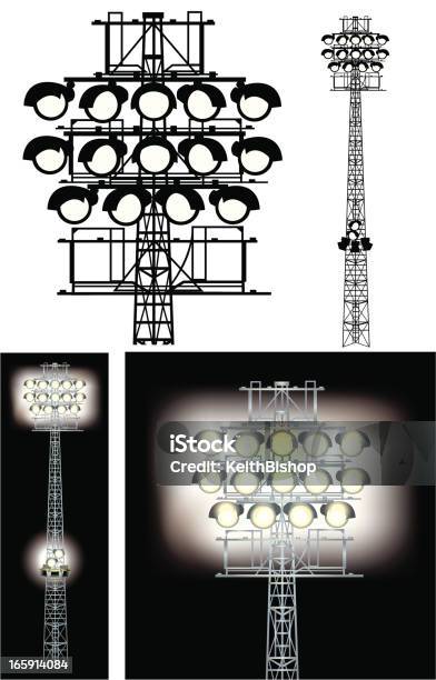 Floodlightsстадион Свет — стоковая векторная графика и другие изображения на тему Заливающий свет - Заливающий свет, Осветительное оборудование, Иллюминация