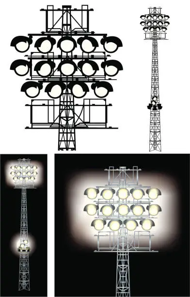 Vector illustration of Floodlights - Stadium Lights