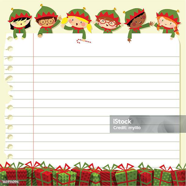 Elves Lista De Desejos - Arte vetorial de stock e mais imagens de Natal - Natal, Elfo, Caderno de notas