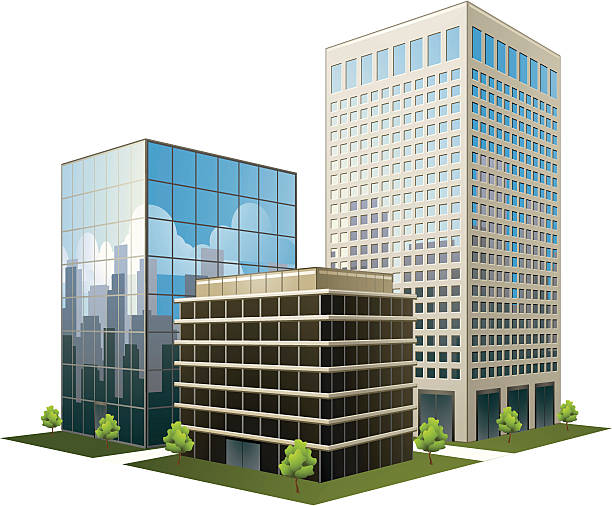 ilustrações de stock, clip art, desenhos animados e ícones de office parque - skyscraper
