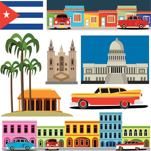 illustrazioni stock, clip art, cartoni animati e icone di tendenza di cuba simboli - cuban ethnicity illustrations