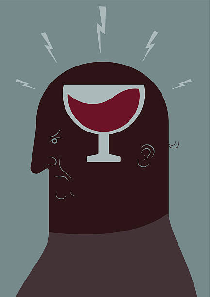 illustrazioni stock, clip art, cartoni animati e icone di tendenza di mal di testa - alcoholism drunk hangover grief