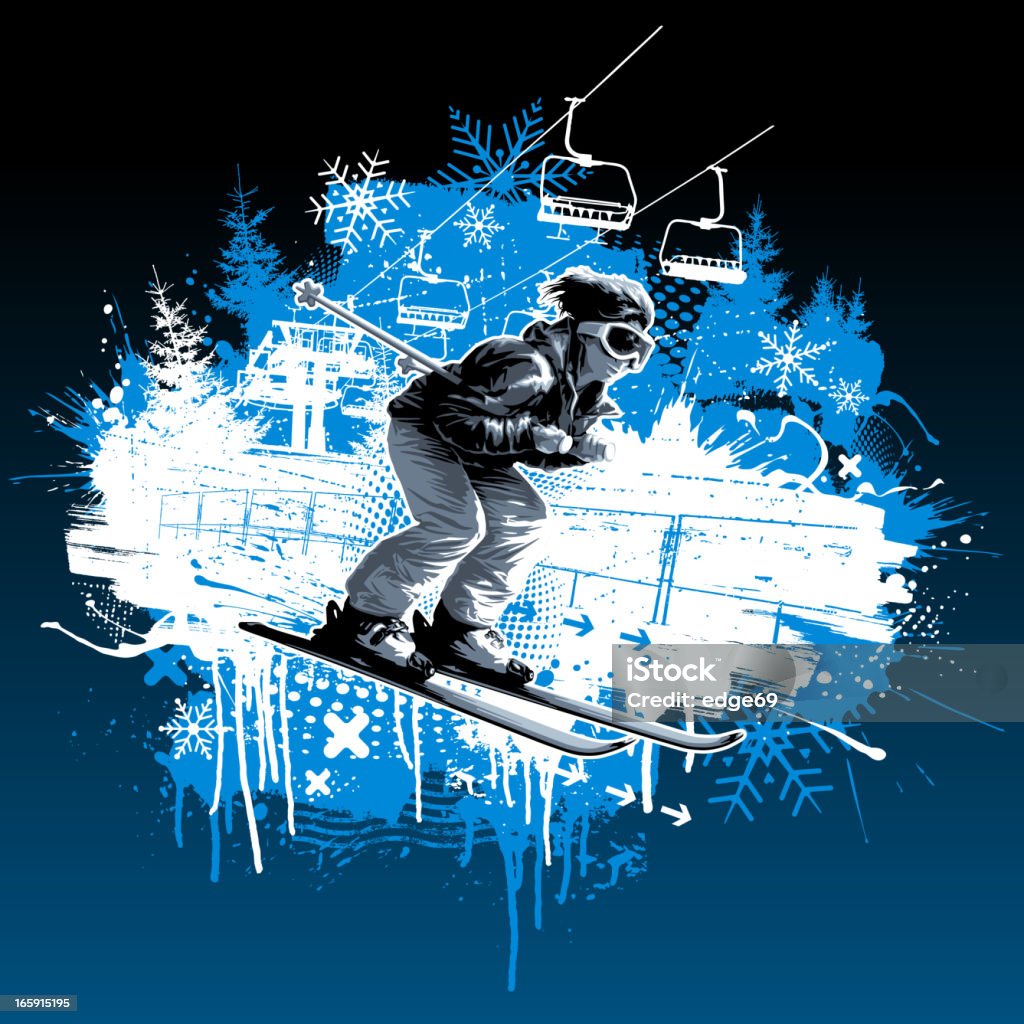 Skifahrer grunge-design - Lizenzfrei Abfahrtslauf Vektorgrafik