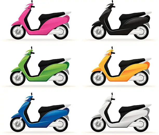 Vector illustration of Colored scooters