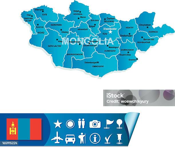 Vetores de Mapa Da Mongólia e mais imagens de Azul - Azul, Bandeira, Contorno