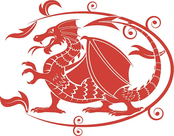 Vector illustration of dragon red