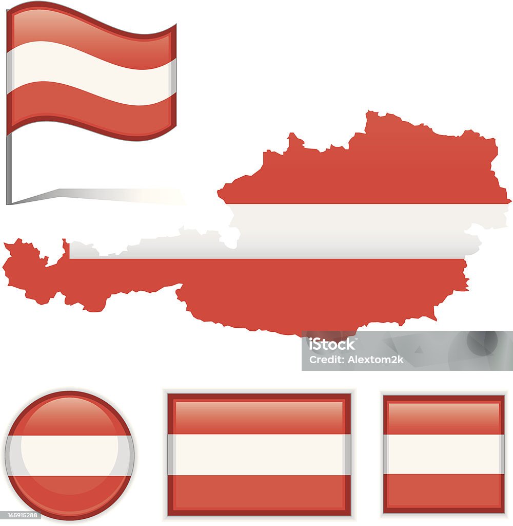 Austria map & flag Detailed vector illustration of Austria map with the national flag on it.  Austria stock vector