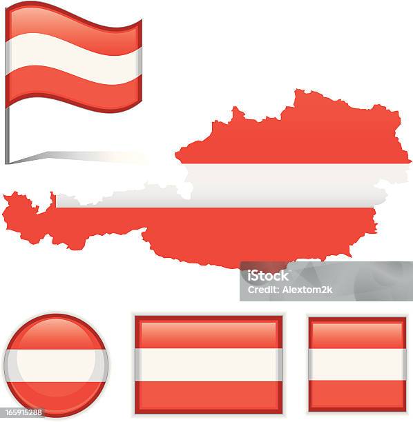 Austria Map Flag Stock Illustration - Download Image Now - Austria, Cut Out, Famous Place