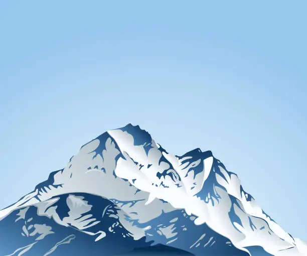 Vector illustration of Top of mountain covered by snow