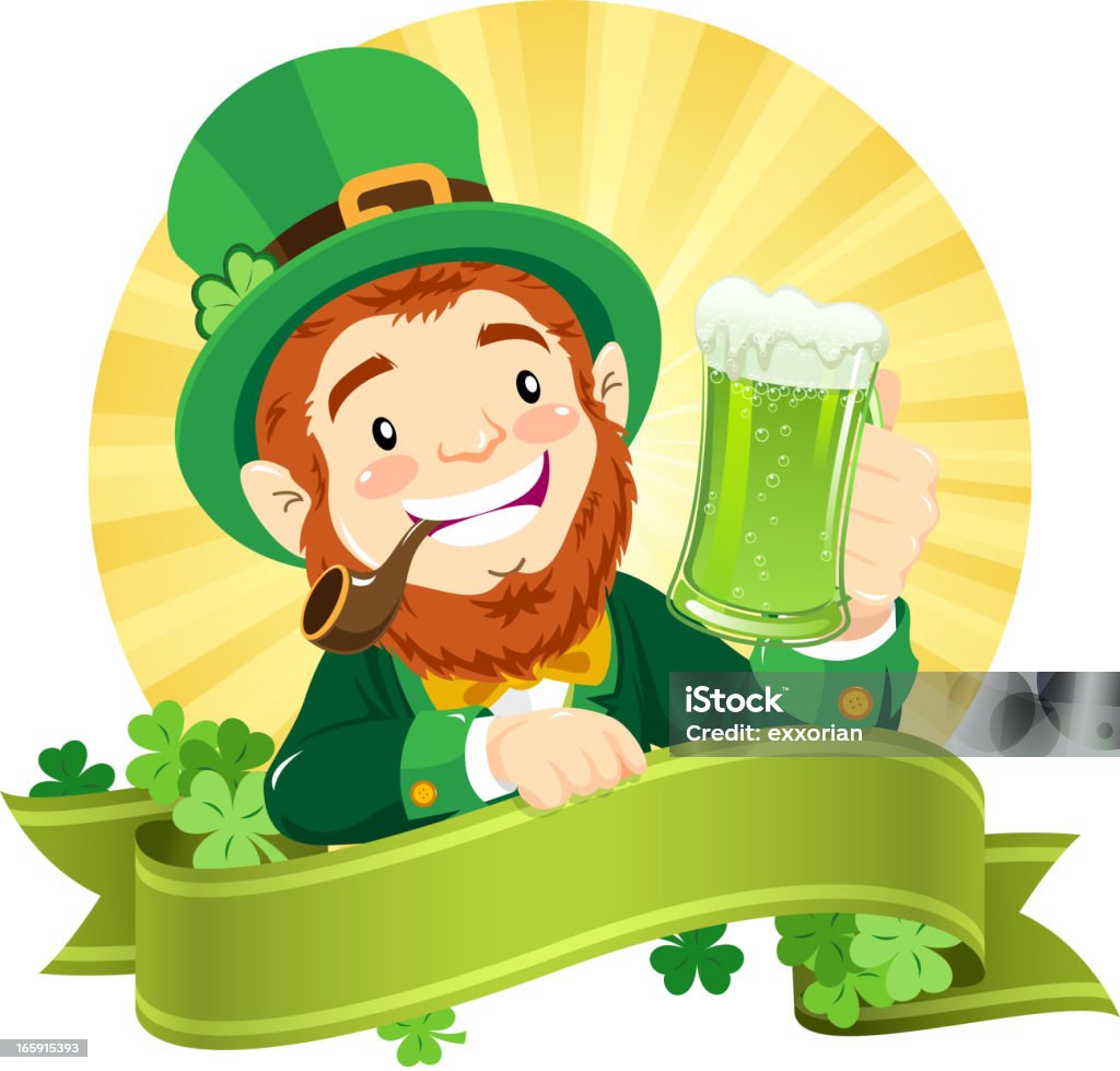 St. Patrick's Leprechaun Banner Leprechaun with banner. EPS10. Leprechaun stock vector