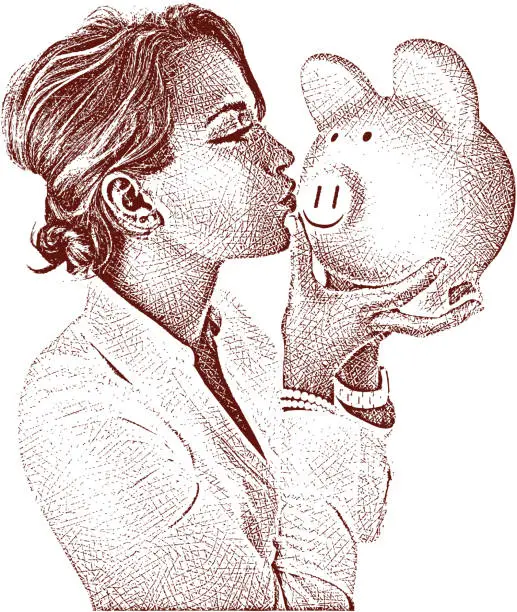 Vector illustration of Piggy Bank Love