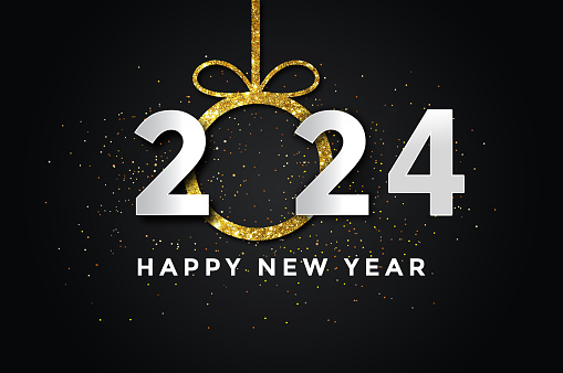 happy new year 2024, black background