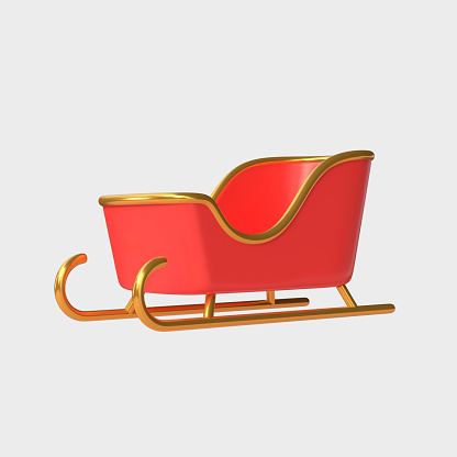 3d santa claus sleigh in cartoon style. element or decoration for christmas or new year holiday. 3D rendering