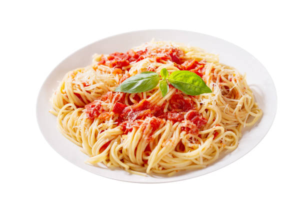 istock plate of pasta with tomato sauce on white background 1659161791