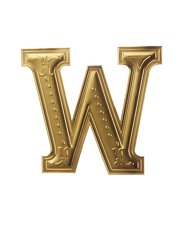 stock image of gold color letter v with clipping path