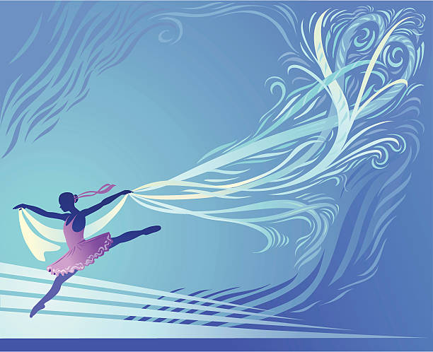 ilustrações de stock, clip art, desenhos animados e ícones de balé azul fundo com véu dedorative - allegro