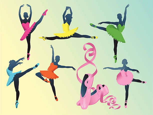 실루엣 of 발레리나, 여성화 - ballet shoe dancing ballet dancer stock illustrations