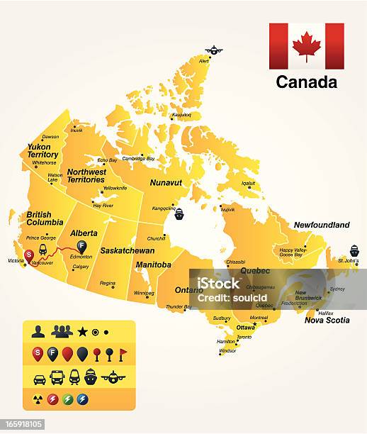 Ilustración de Canadá y más Vectores Libres de Derechos de Mapa - Mapa, Quebec, Vector