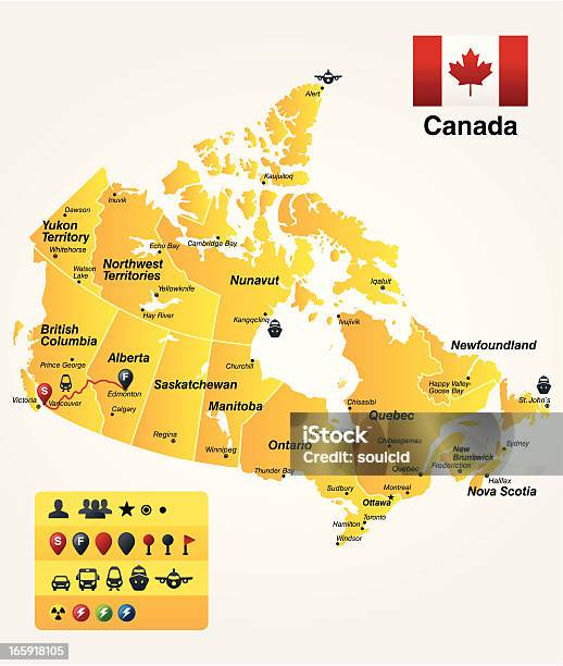 Canada Stock Illustration - Download Image Now - Map, Quebec, Vector