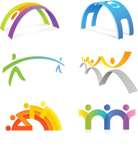 illustrazioni stock, clip art, cartoni animati e icone di tendenza di persone ponte - teamwork action symbol people