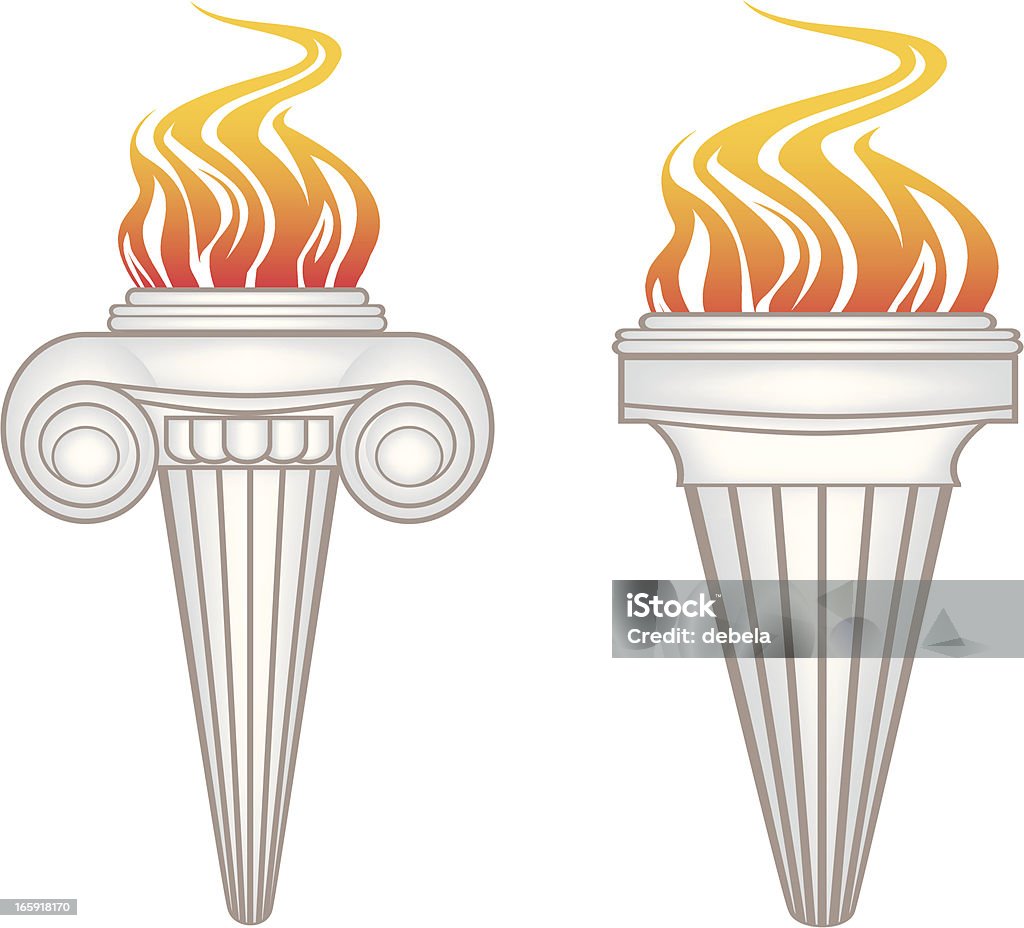 Blanc Flaming Torches - clipart vectoriel de Colonne architecturale libre de droits
