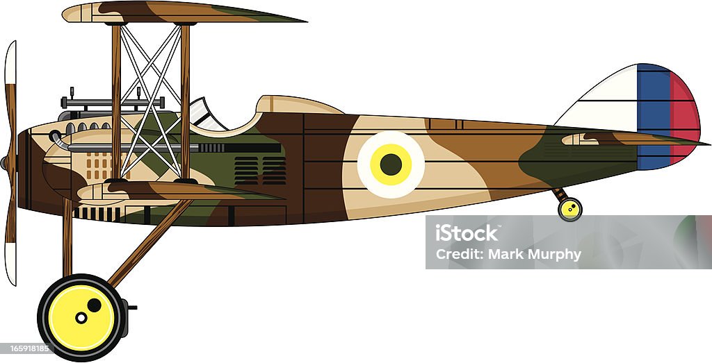 Camouflaged ミリタリーバイプレーン - 飛行機のロイヤリティフリーベクトルアート