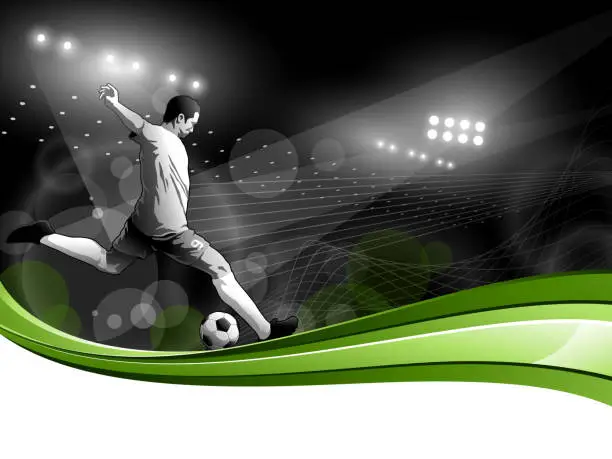 Vector illustration of Soccer Player with Stadium Lights