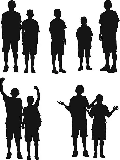 Vector illustration of Silhouette of boys