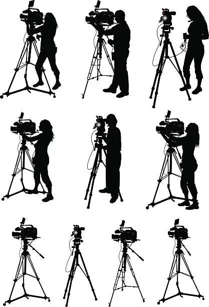 Vector illustration of Professional Video Equipment - Videographer
