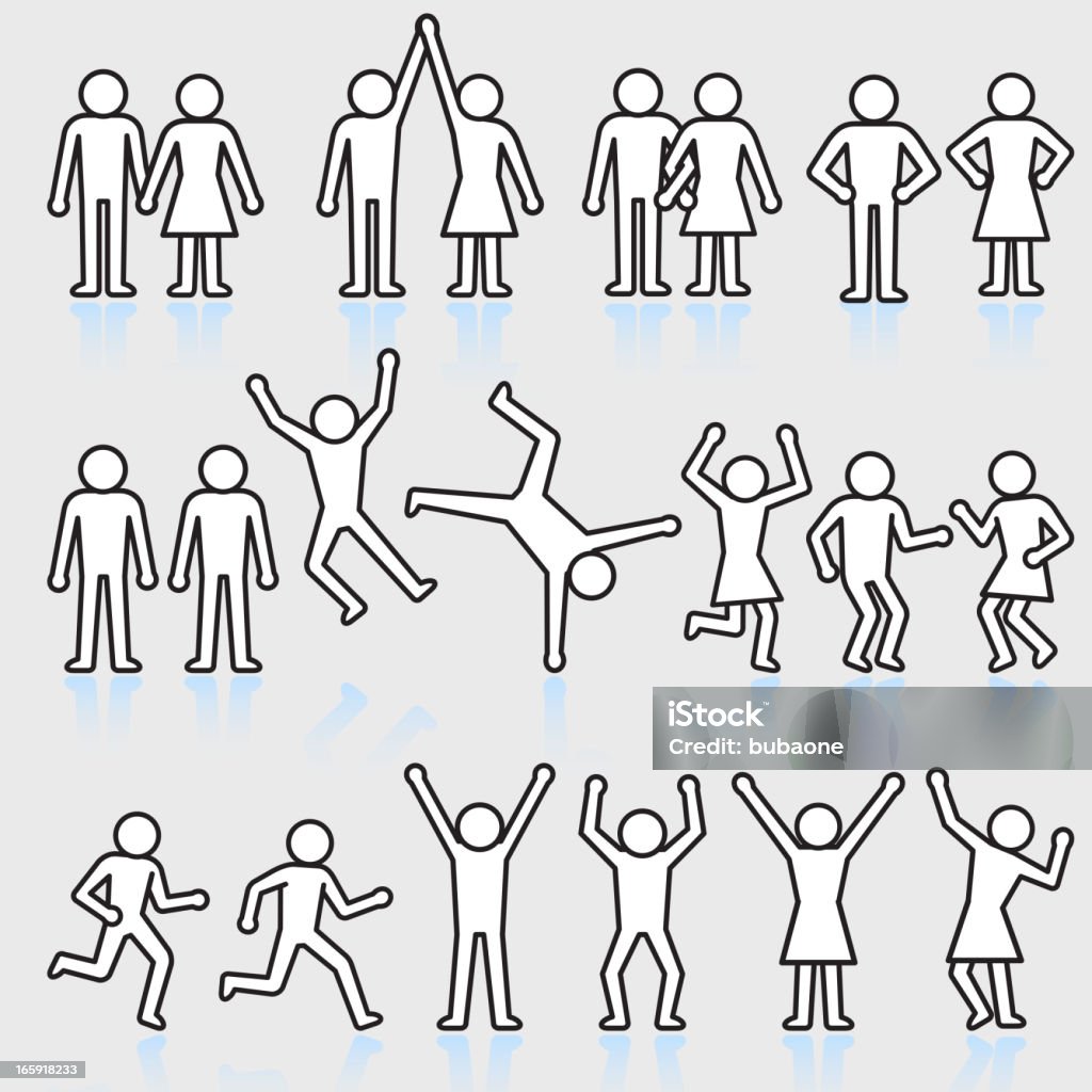 Personnes et un personnage bâton Ensemble d'icônes vectorielles libres de droits - clipart vectoriel de Danser libre de droits