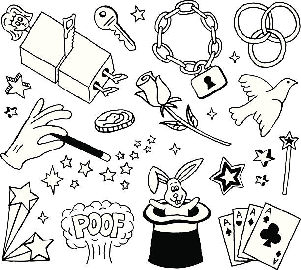 Magic Doodles A magic-themed doodle page. magician money stock illustrations