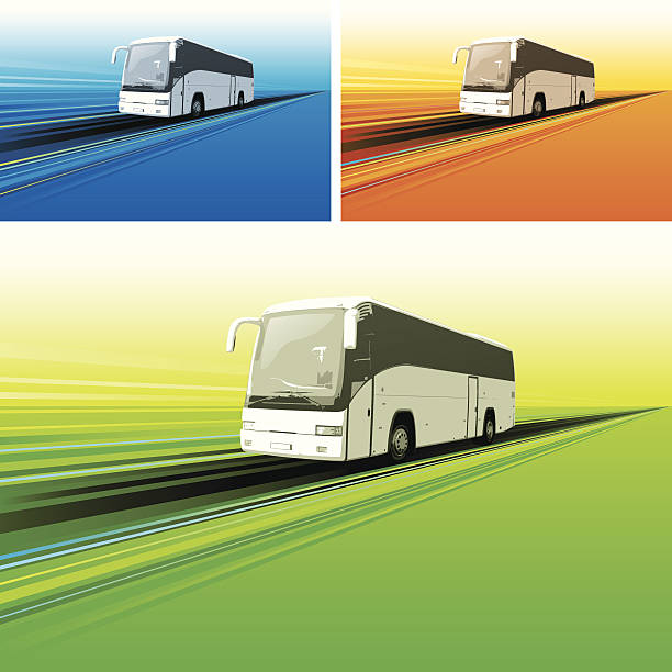 ilustraciones, imágenes clip art, dibujos animados e iconos de stock de excursiones en autobús fondo - coach bus illustrations