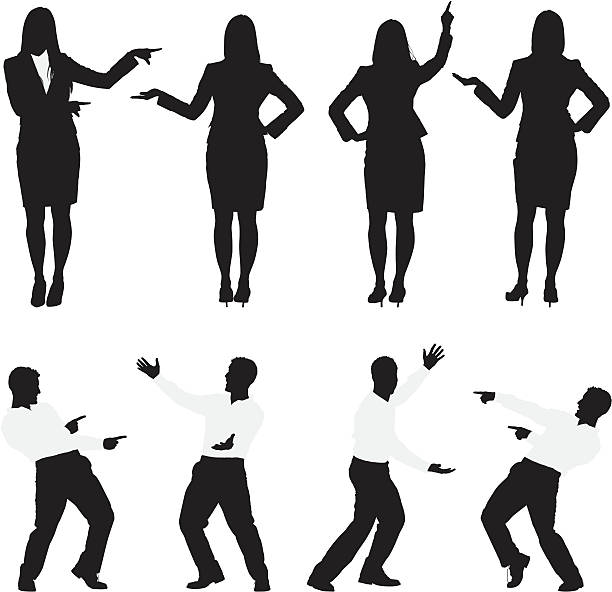 illustrazioni stock, clip art, cartoni animati e icone di tendenza di silhouette di dirigenti esprimere a gesti - donna profilo braccia alzate