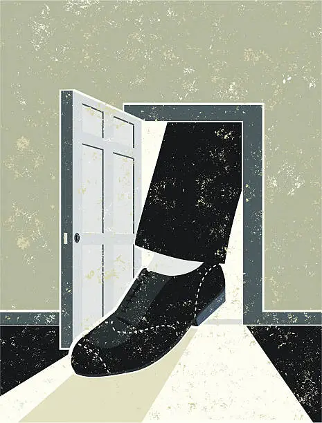 Vector illustration of Foot in an Open Door