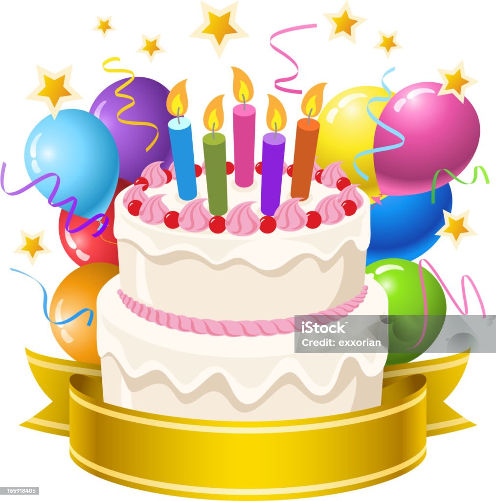 Gâteau d'anniversaire - clipart vectoriel de Gâteau d'anniversaire libre de droits