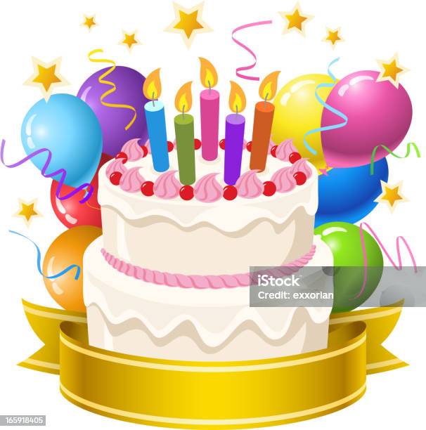 Gâteau Danniversaire Vecteurs libres de droits et plus d'images vectorielles de Gâteau d'anniversaire - Gâteau d'anniversaire, Pâtisserie, Anniversaire