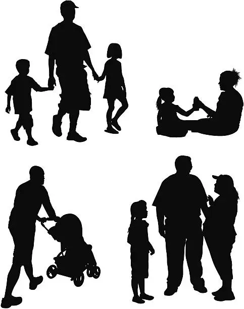 Vector illustration of Silhouette of families