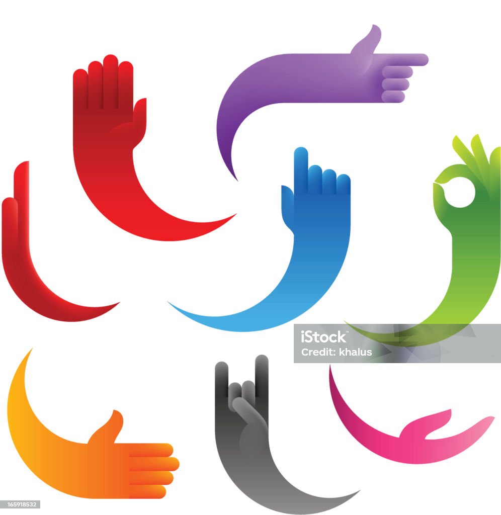 Stylized Human's Hands Vector illustration of stylized human's hands in differently position. Arrow Symbol stock vector