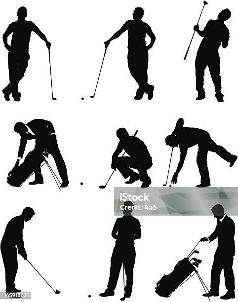Multiple Images Of A Golfer Stock Illustration - Download Image Now - Golfer, In Silhouette, Golf