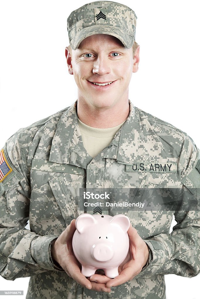 Американский солдат серии: Молодые Сержант на белом фоне - Стоковые фото Армия роялти-фри
